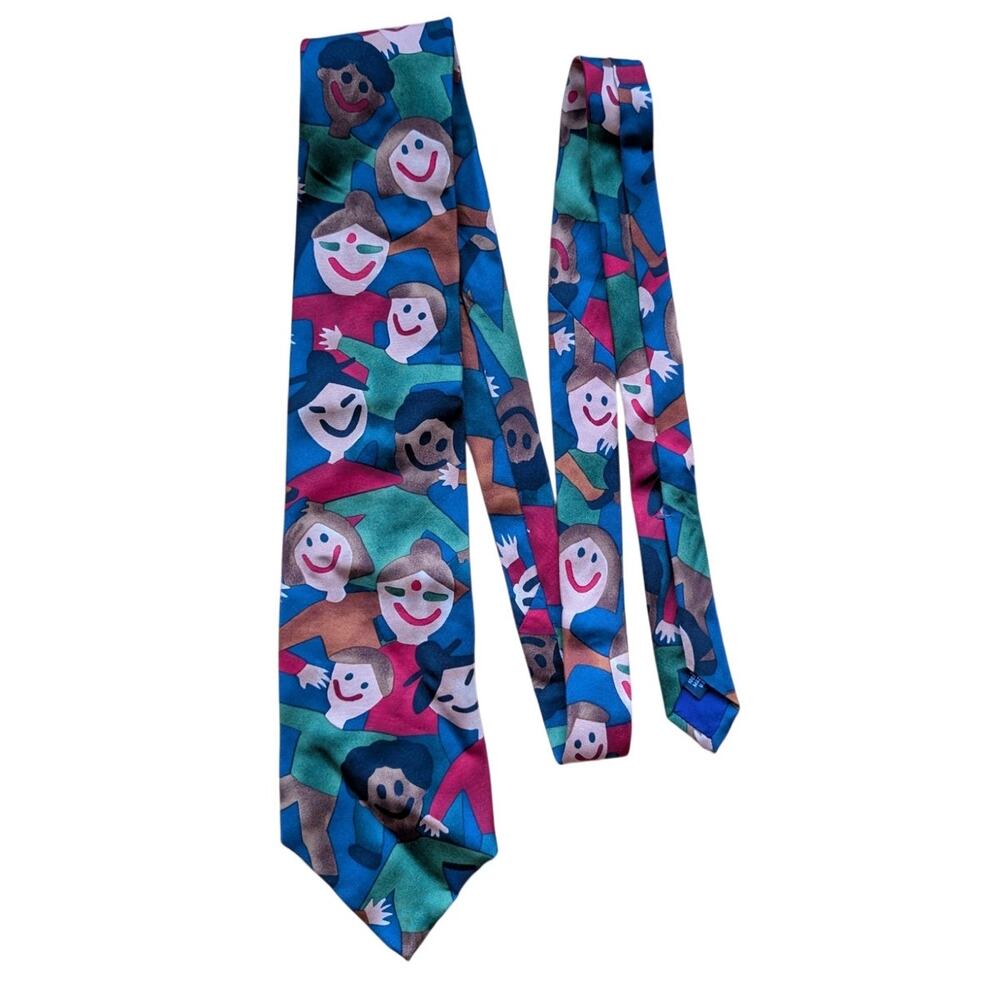 Vintage Collector Save the Children Silk Tie "Dana" Children Smiling Teacher Tie